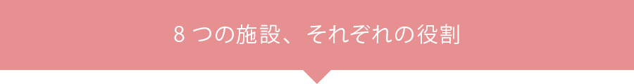 8つの施設、それぞれの役割