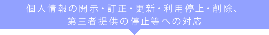 個人情報の開示・訂正・更新・利用停止・削除、第三者提供の停止等への対応